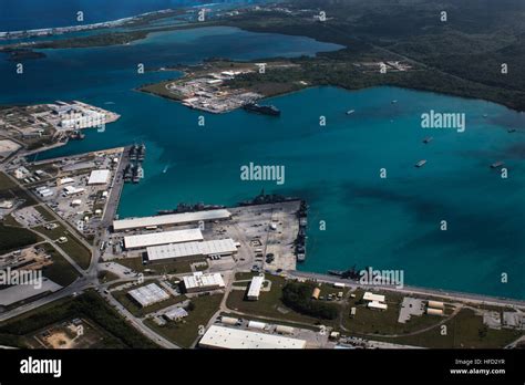 Apra Harbor Guam March 5 2016 An Aerial View From Above U S Naval Base Guam Nbg Shows