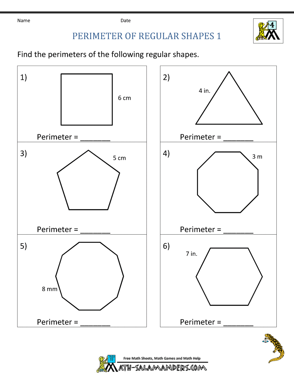 Area And Perimeter Of Basic Shapes Worksheet