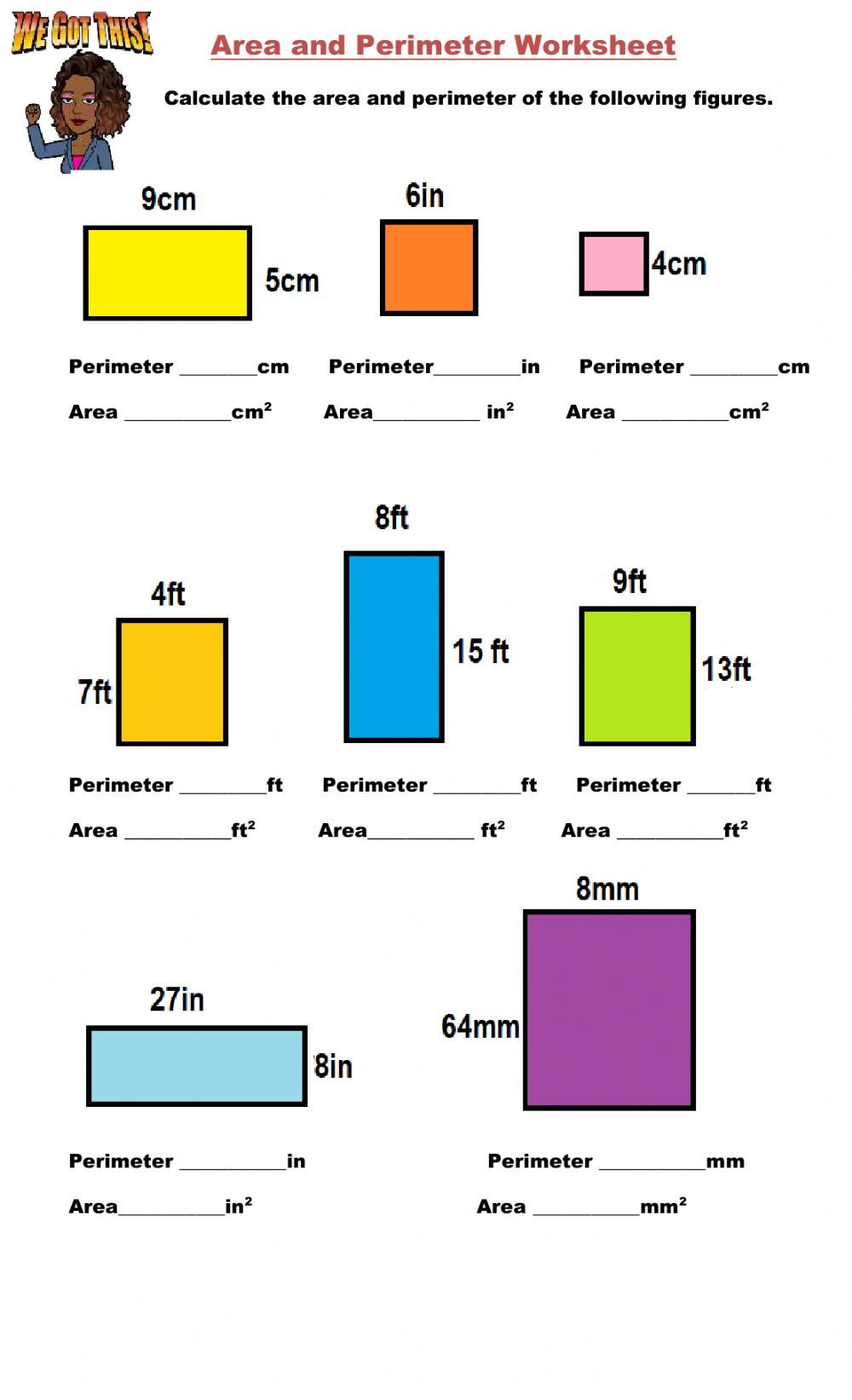 Area And Perimeter Worksheets Interactive Math Practice