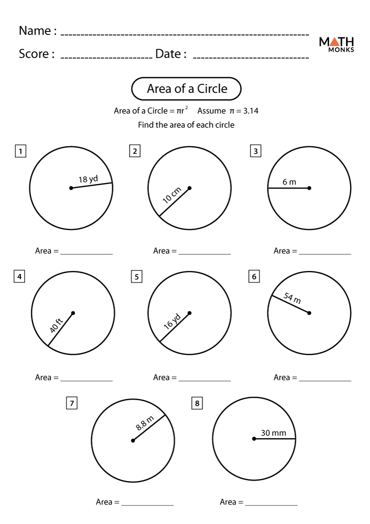 Area Of A Circle Worksheet Grade 5