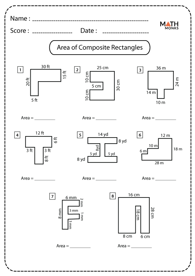 Area Of Composite Shapes Worksheets Answers