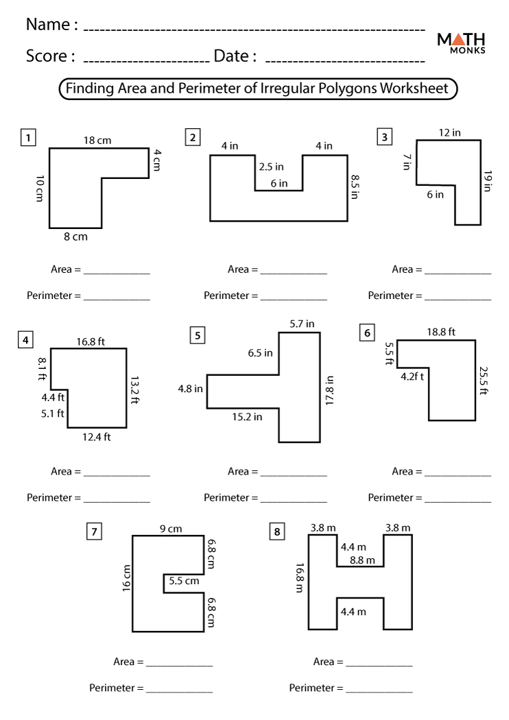 Area Of Polygons Worksheets Math Monks