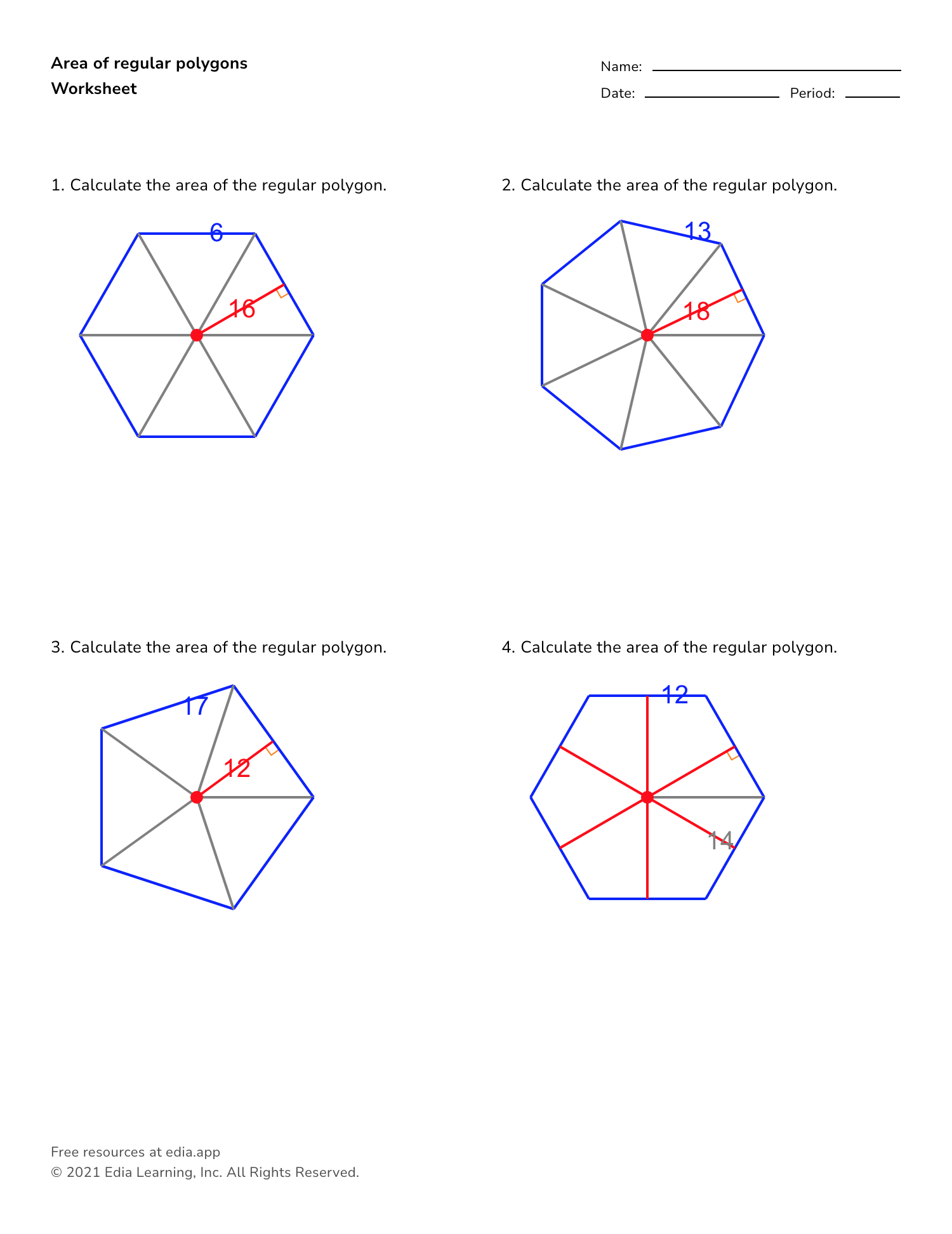 Area Of Regular Polygons Worksheet Englishworksheet My Id