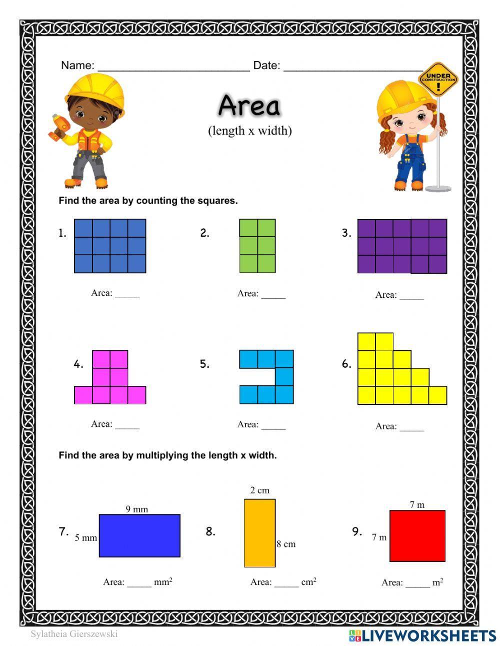 Area Worksheets for Grade 3 Made Easy