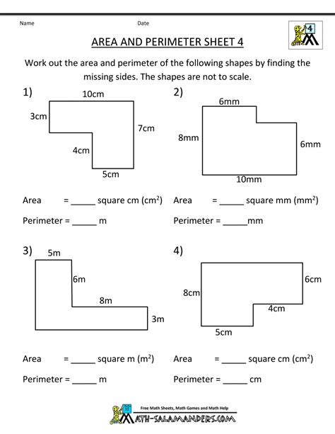 Area Worksheets Grade 4