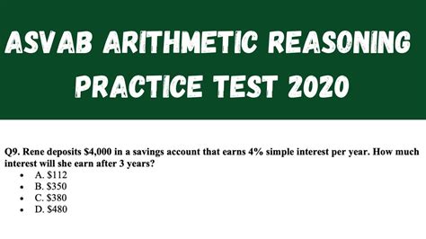 Arithmetic Reasoning Asvab Quizlet