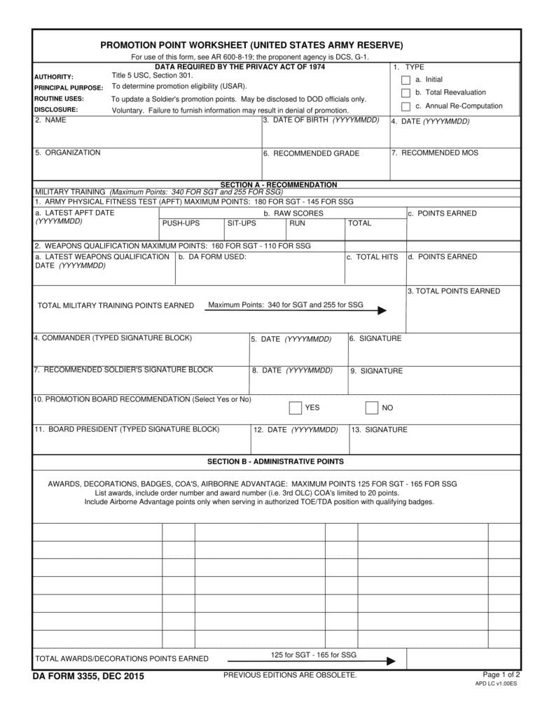 Army Ppw Army Promotion Point Worksheet 2024