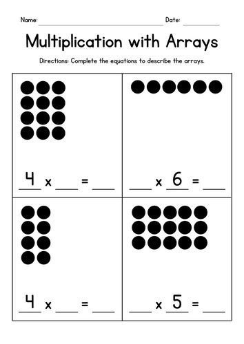 Arrays Multiplication Mrs Pennington