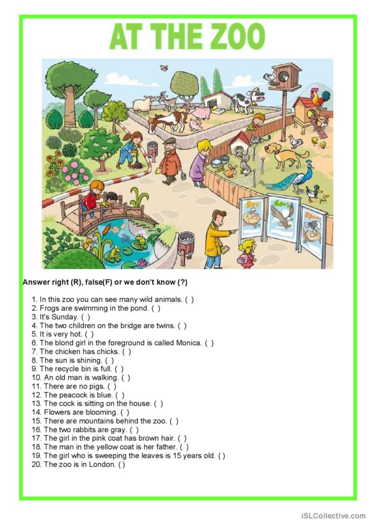 At The Zoo Picture Description English Esl Worksheets Pdf Amp Doc