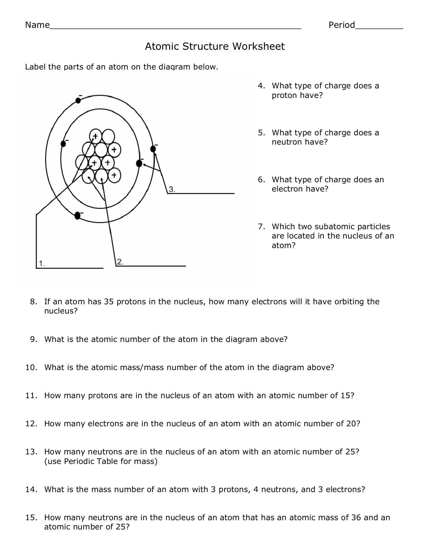 Atomic Structure Worksheet Answer Key Proworksheet My Id