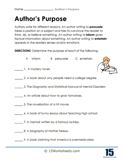 Authors Purpose Worksheet 5