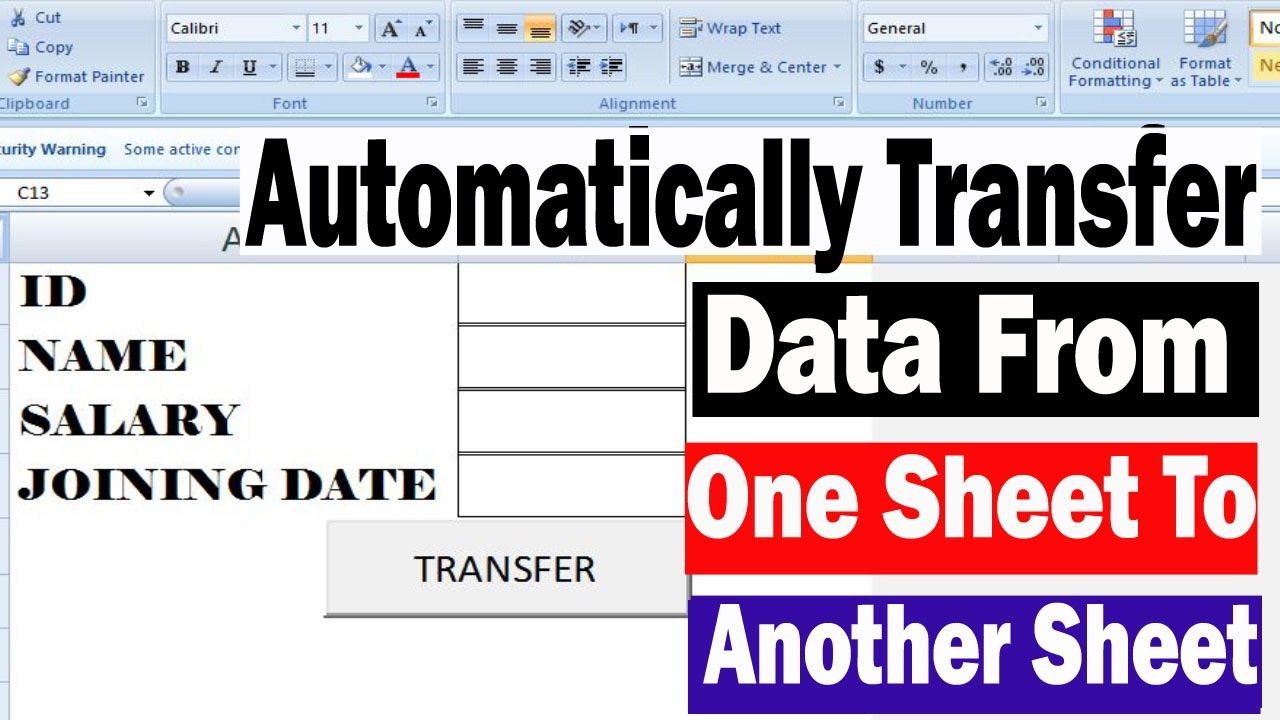 Automatically Transfer Data From One Sheet To Another In Excel Youtube