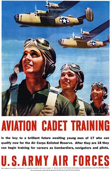 Aviation Cadet Training 1943 Us Army Air Forces Military Recruitment Poster Air Force