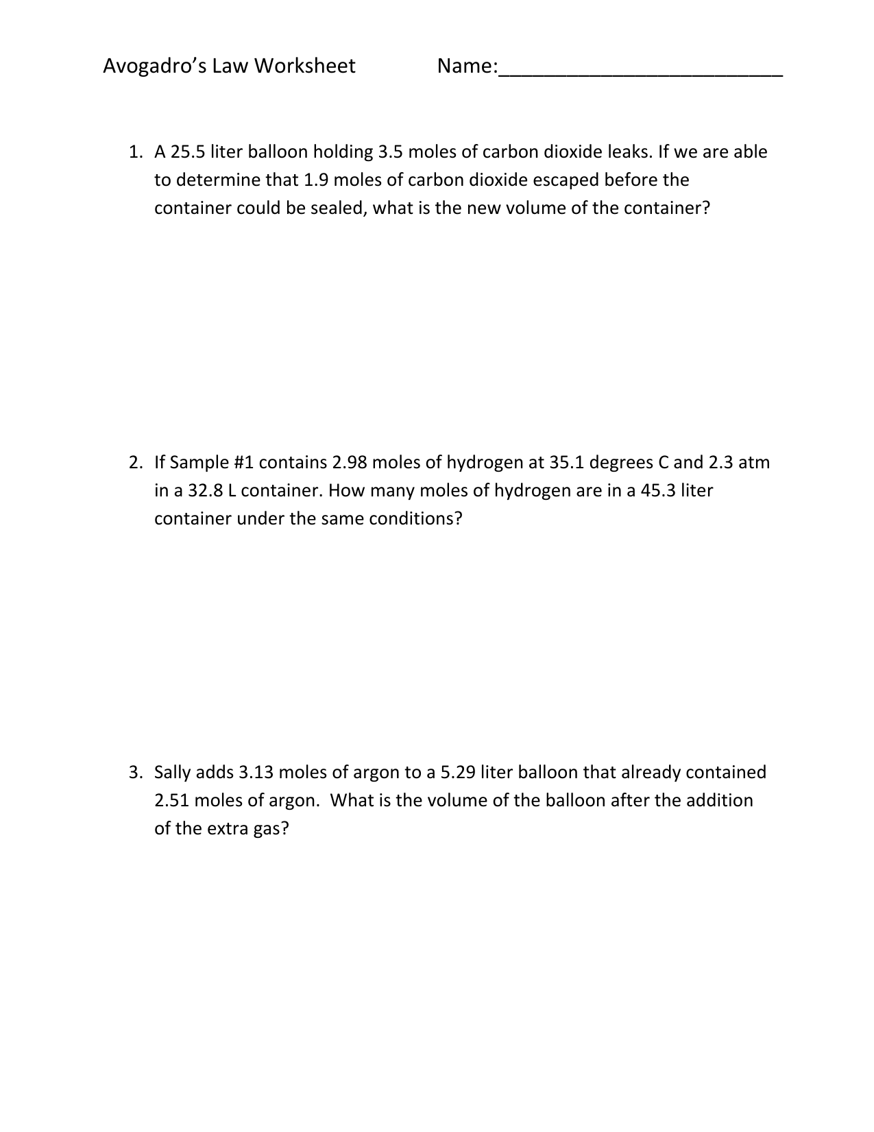 Avogadro's Law Worksheet Answers: Ace Chemistry Simplified