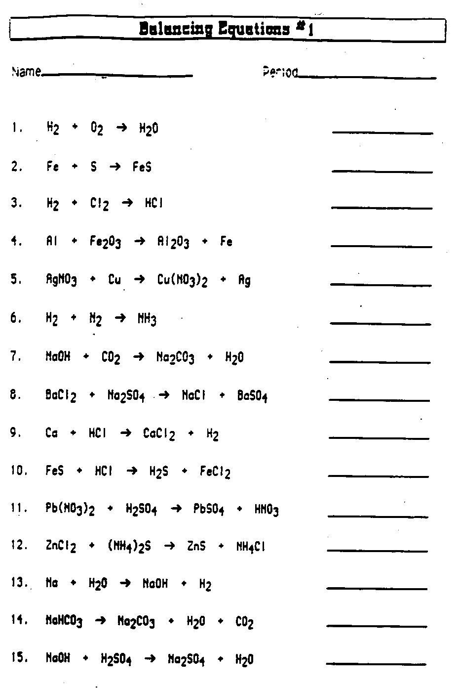 Balancing Equations Middle School Science Blog