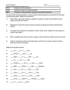 Balancing Equations Worksheet By Mohamed Abdelkarim El Hassar Tpt