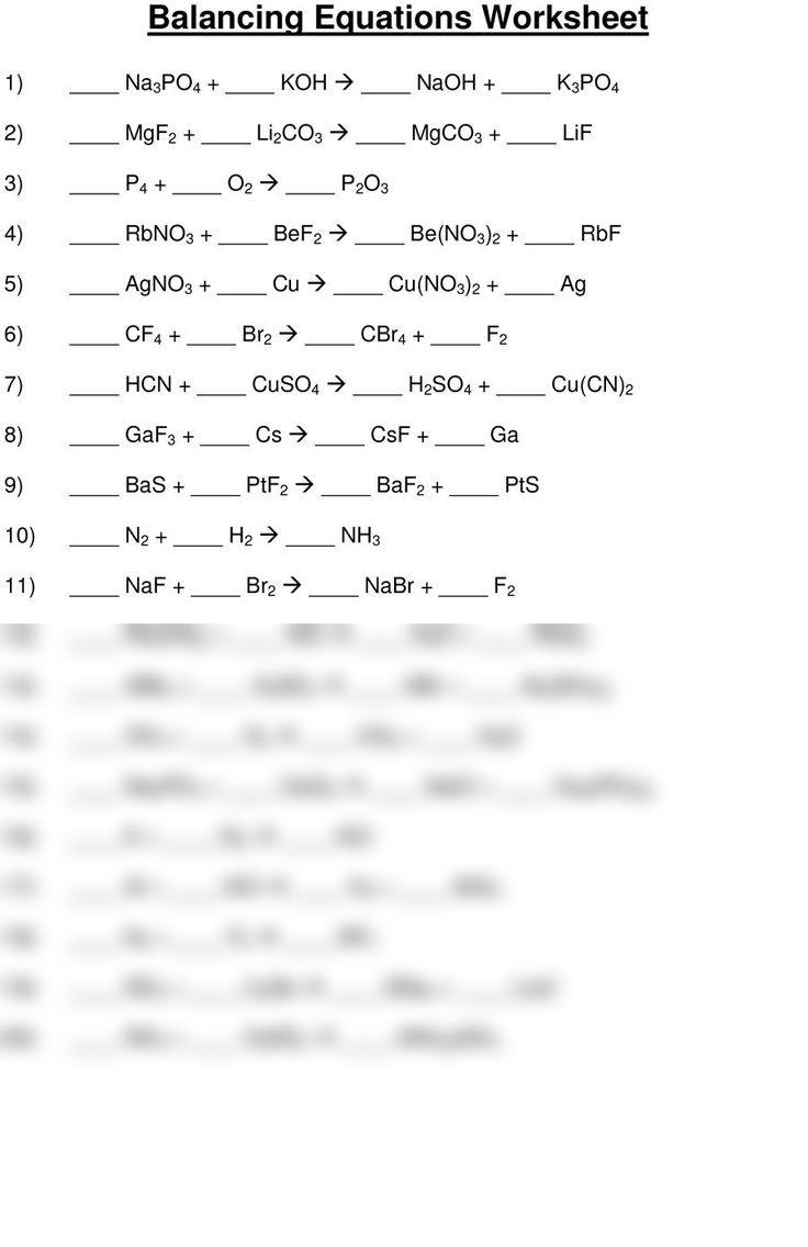 Balancing Equations Worksheet Preschool Printable Sheet