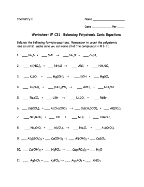 Balancing Ionic Equations Worksheet With Answers Fill And Sign