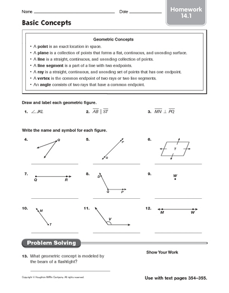 Basic Concepts Of Geometry Worksheet