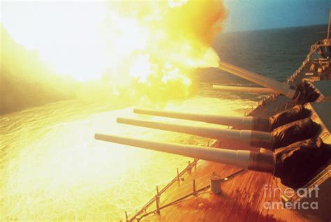 Battleship Uss New Jersey Firing Its 16 Inch Big Guns 8X10 Cold War Era