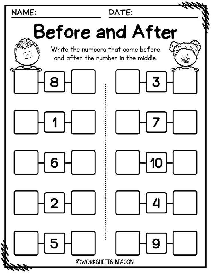 Before And After Numbers 1 20 Color And B Amp W Worksheets Preschool Math Numbers Math Numbers