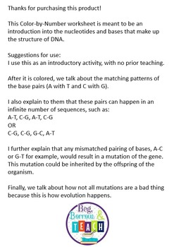 Beg Borrow And Teach Dna Color By Number