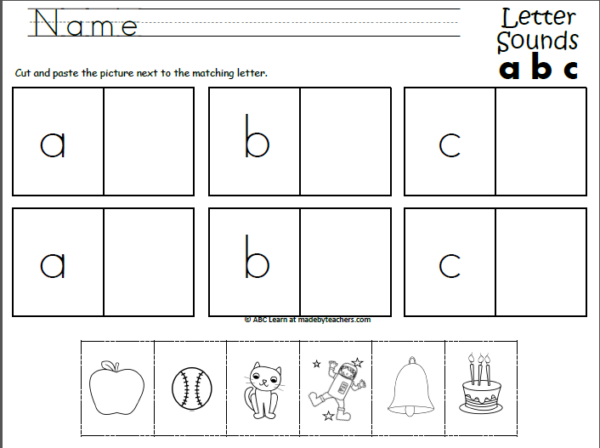 Beginning Sounds Abc Cut And Paste Made By Teachers