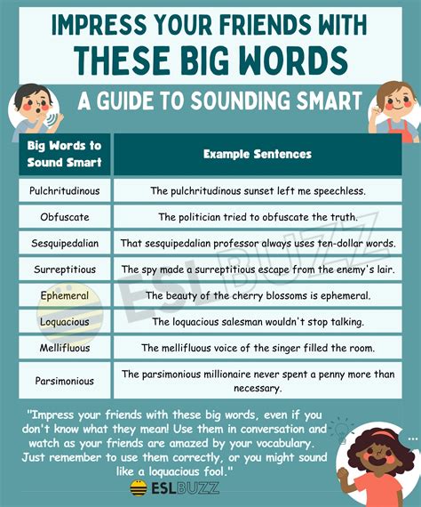 Big Words To Sound Smart And Impress Your Friends Eslbuzz