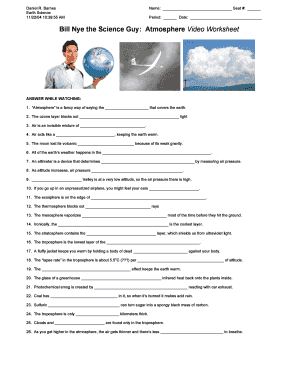 Bill Nye Atmosphere Worksheet Answers Pdf Fill Online Printable