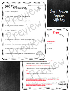 Bill Nye Biodiversity Worksheets By Love Duck Tpt