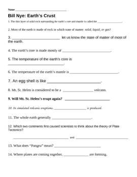 Bill Nye Earth Amp 39 S Crust Worksheets By Love Duck Tpt