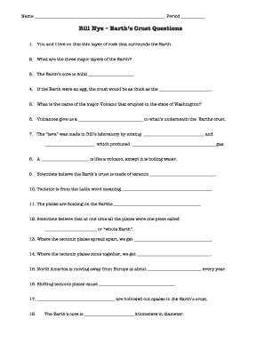 Bill Nye Earth S Crust Differentiated Video Worksheet Tpt