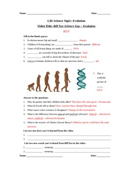 Bill Nye Evolution Worksheet