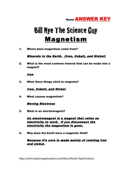 Bill Nye Magnetism Worksheet Answer Key Revealed