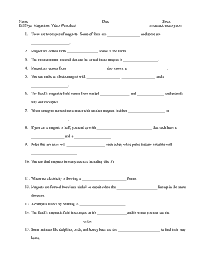 Bill Nye Magnetism Worksheet Complete With Ease Airslate Signnow