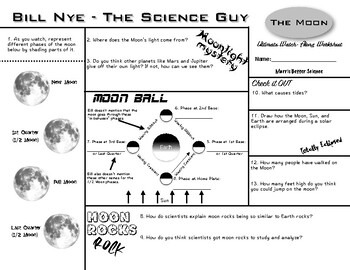 Bill Nye Moon Video Worksheet By Mayberry In Montana Tpt