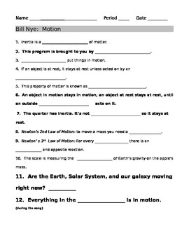 Bill Nye Motion Worksheet Answers