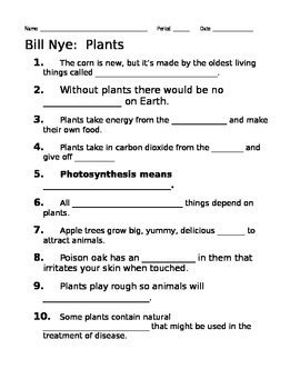 Bill Nye Plants Worksheet Answers