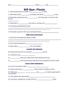 Bill Nye Plants Worksheet Pdf