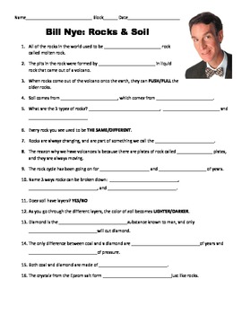 Bill Nye Rocks And Soil Worksheets By Love Duck Tpt