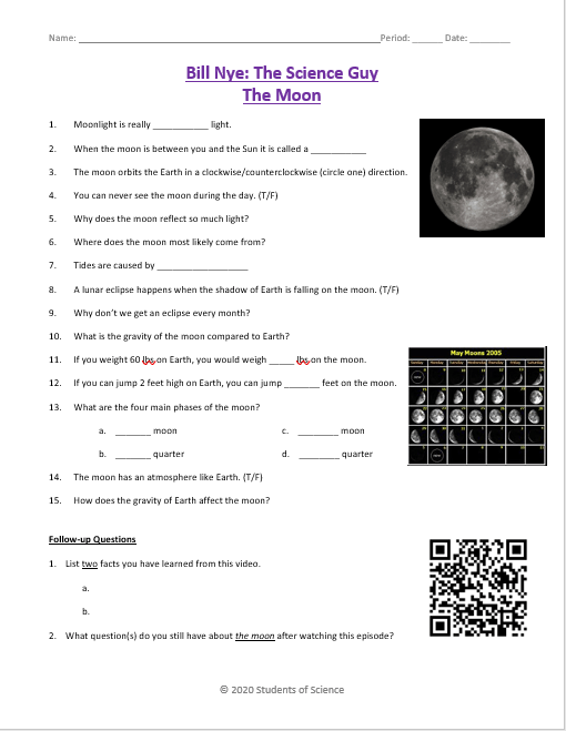 Bill Nye's Moon Worksheet: Fun Science Learning for Kids