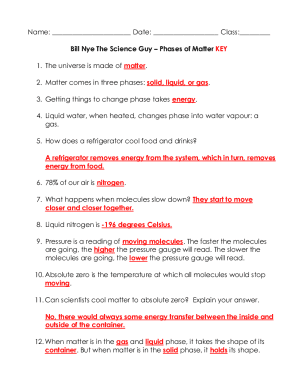 Bill Nye Phases of Matter Worksheet Answers Revealed