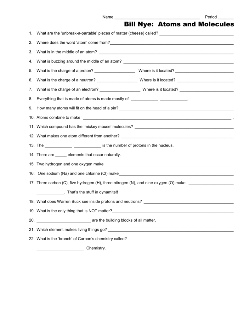 Bill Nye Worksheet Answers