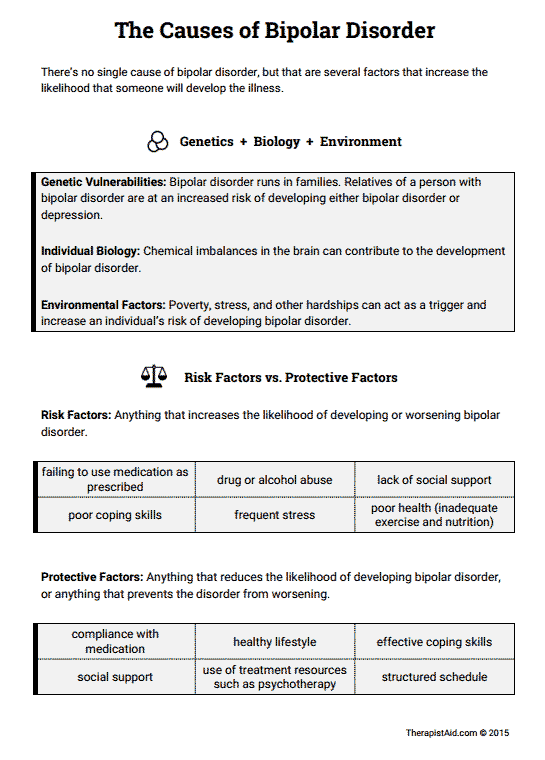 Bipolar Disorder Info Sheet Worksheet Therapist Aid Db Excel Com