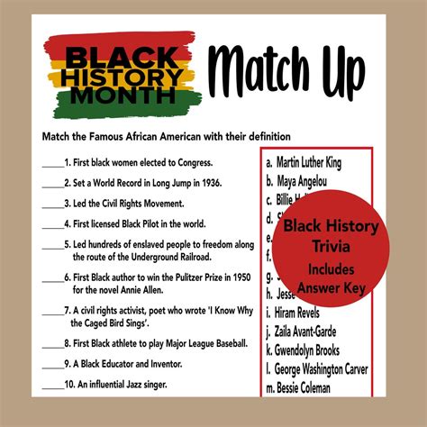 Black History Month Trivia Game Black History Month Quiz Etsy