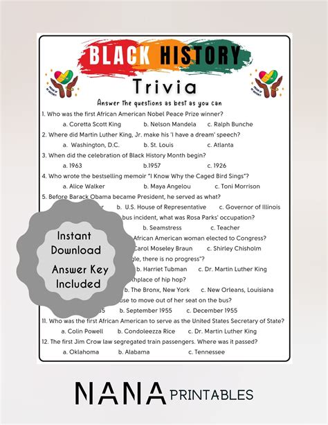 Black History Trivia Questions And Answers 10 Free Pdf Printables Printablee