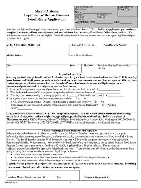 Blank Food Stamp Application Alabama Fill Out And Print Pdfs