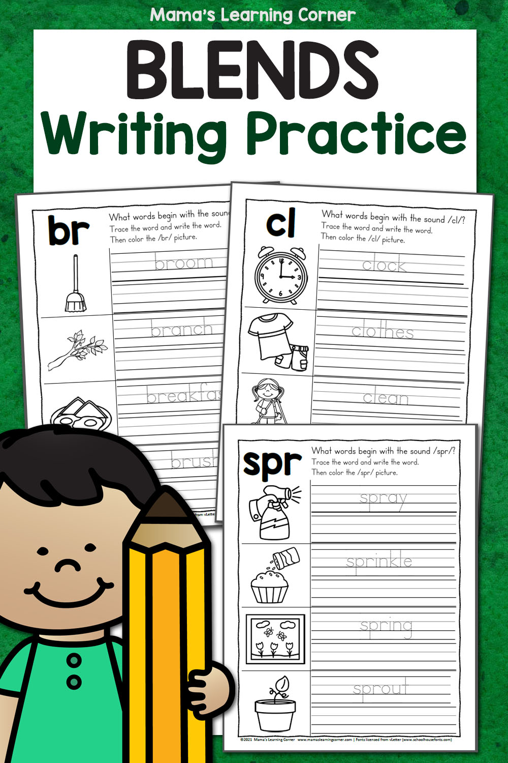 Blends Writing Practice Worksheets Mamas Learning Corner