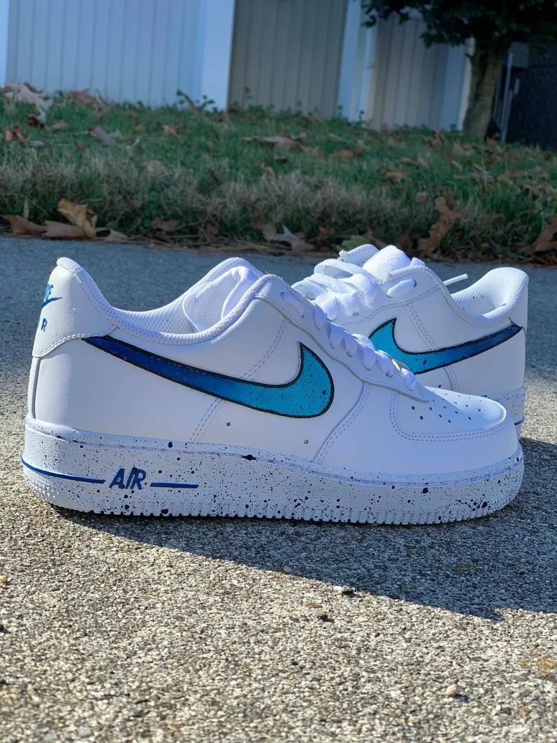 Blue Splatter Design Custom Nike Air Force 1S Kuwait Ubuy