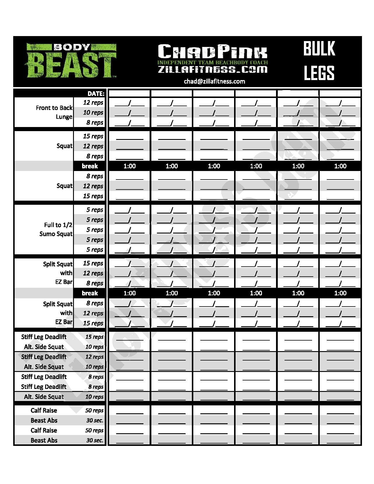 Body Beast Workouts: Free Printable Worksheets